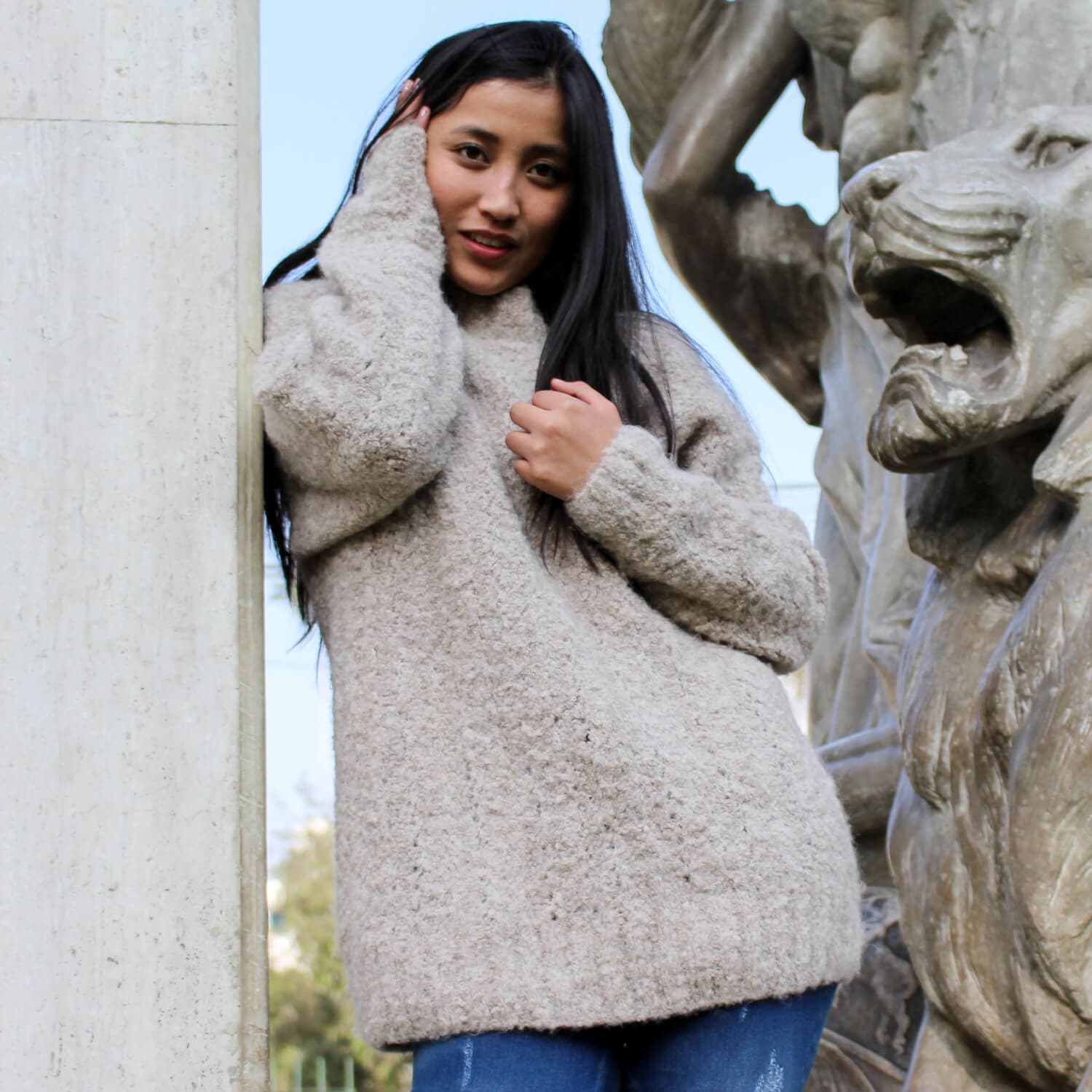 Artisan Alpaca Boucle Sweater for Women