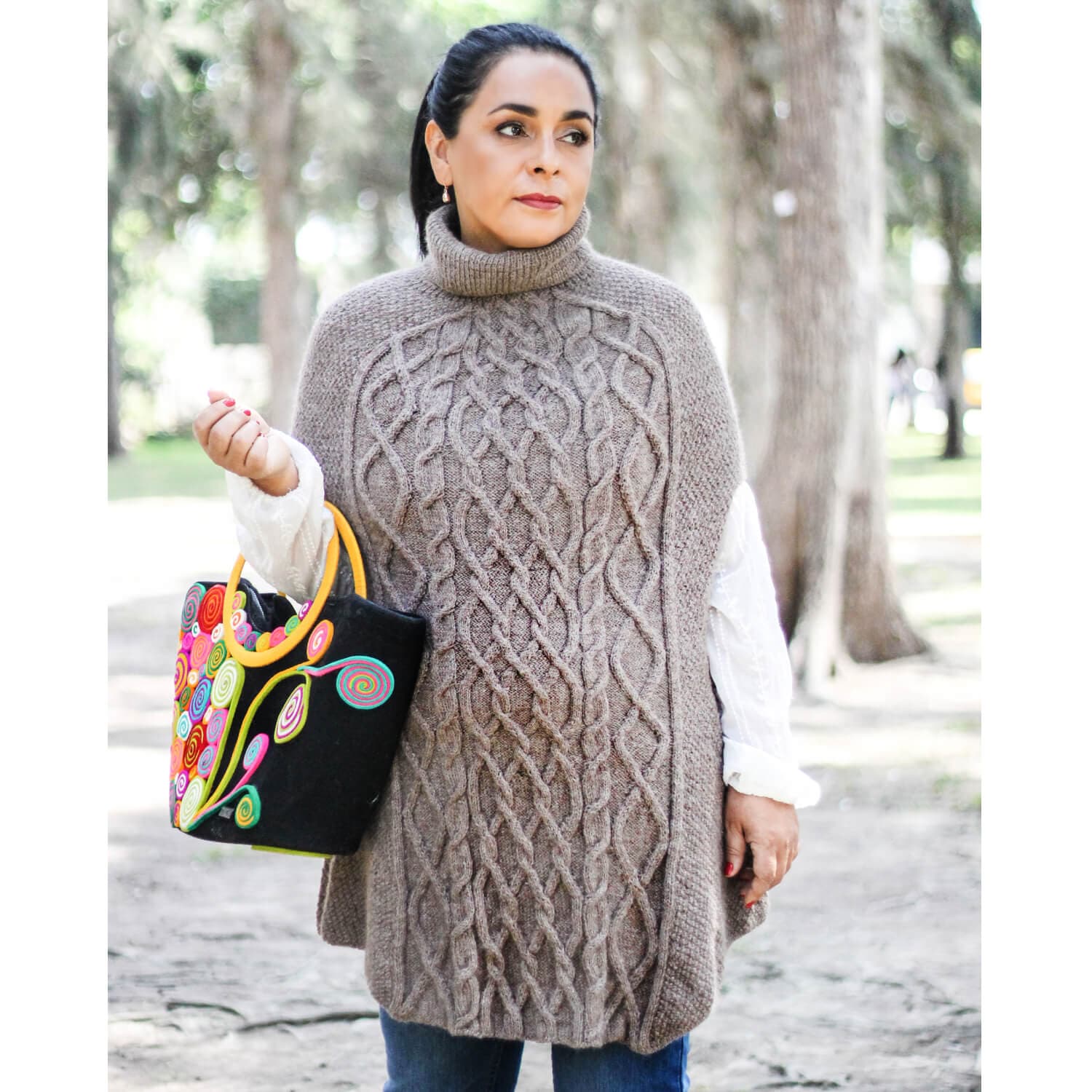 Diamond Baby Alpaca Poncho for Women