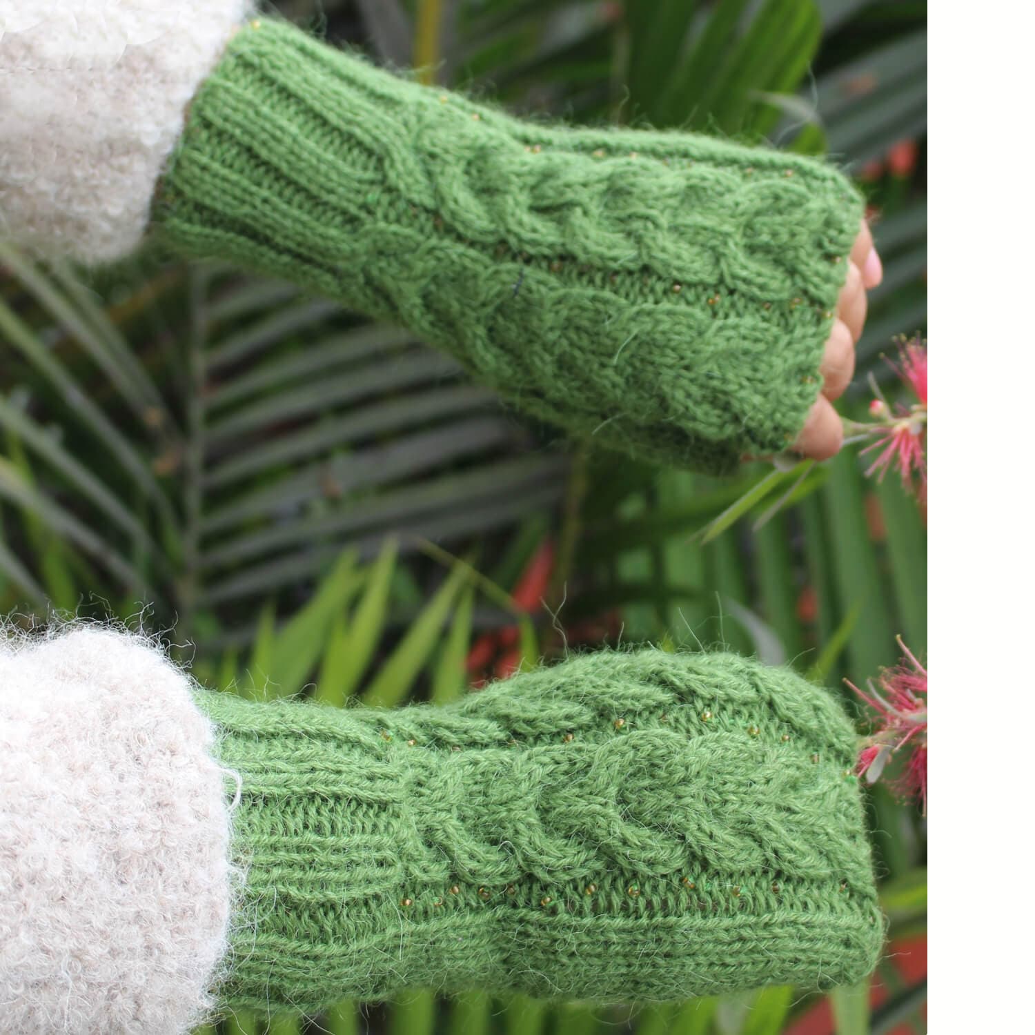Beaded Alpaca Gloves for Women