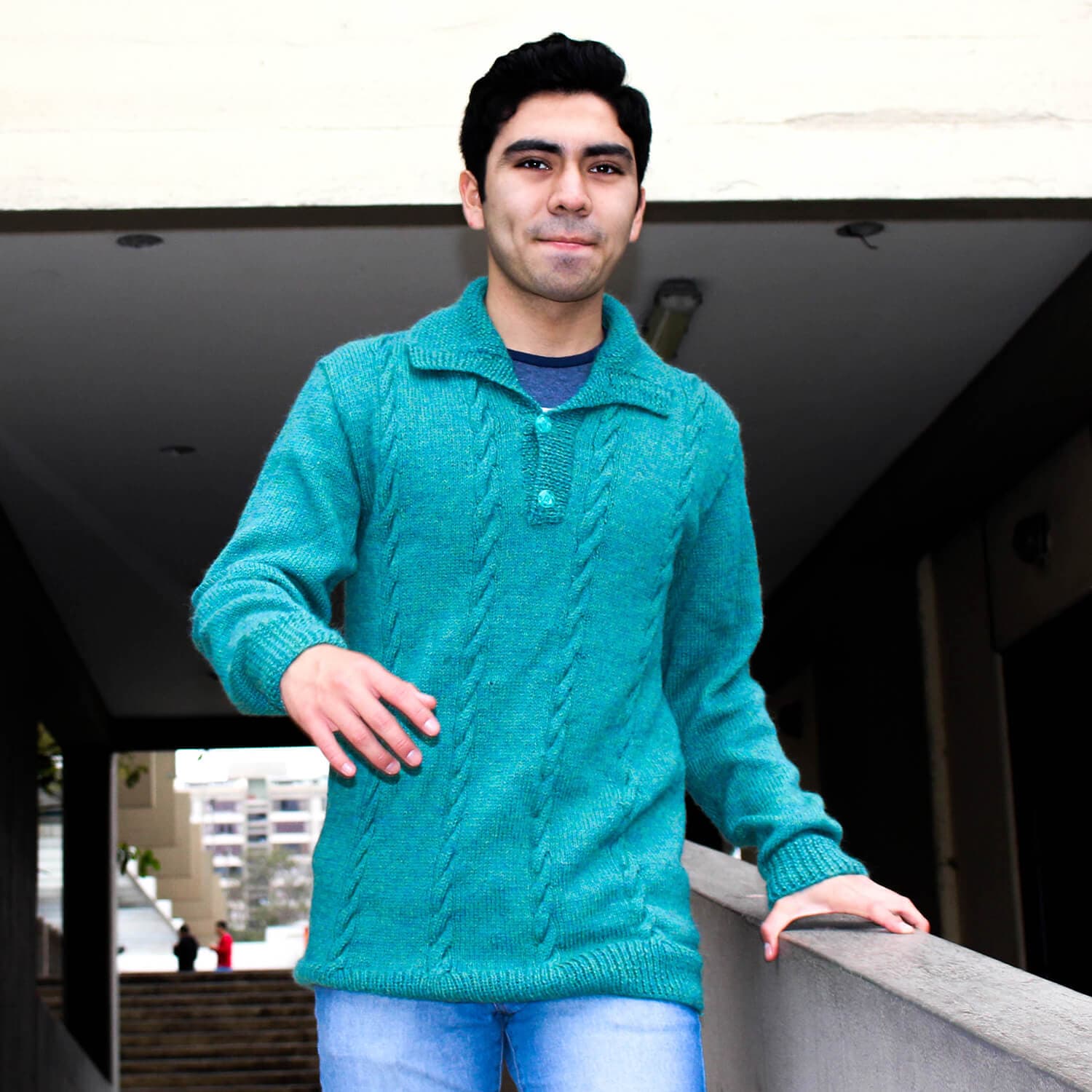 Button Up Jumper Knitted with 100% Baby Alpaca Wool