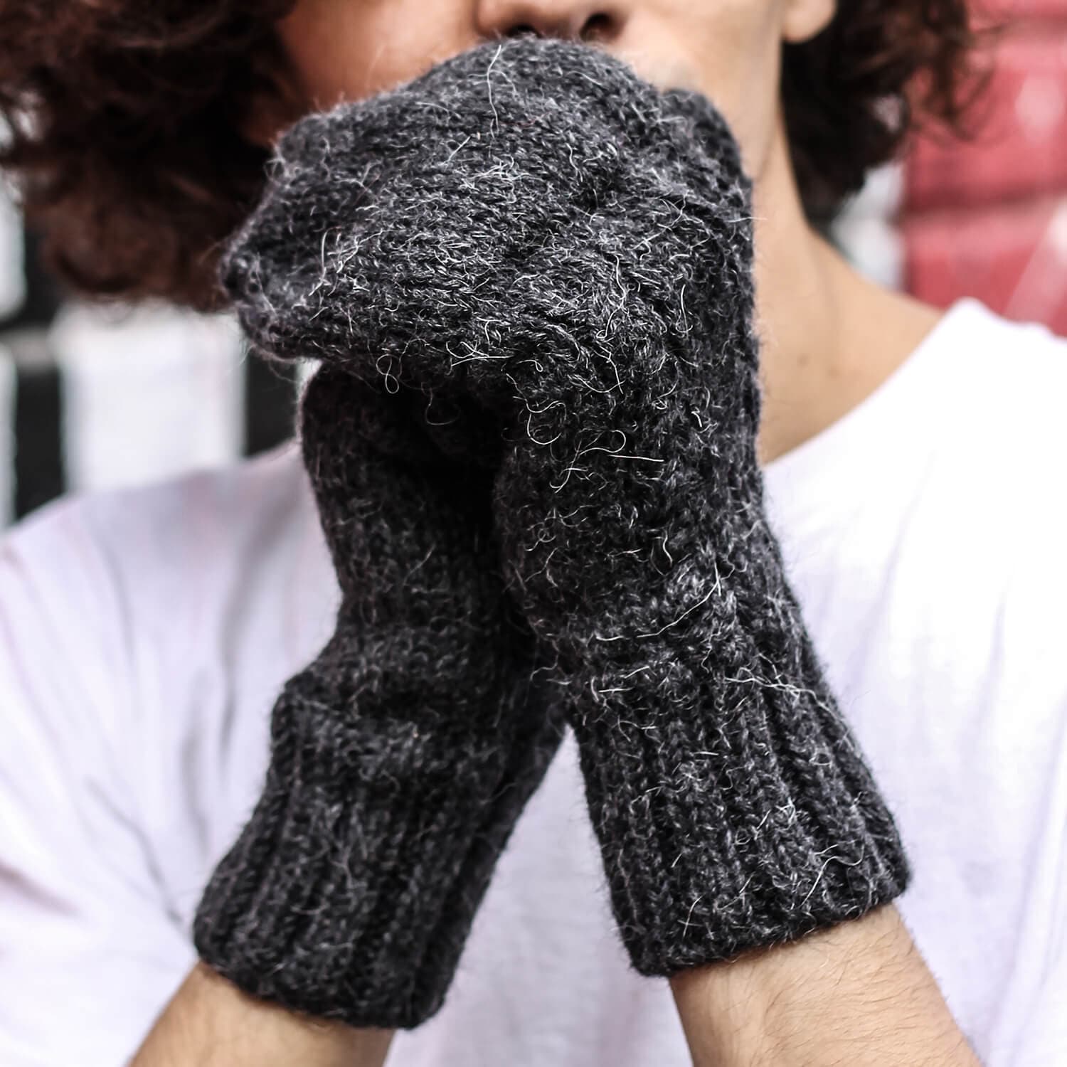Convertible Baby Alpaca Gloves for Men