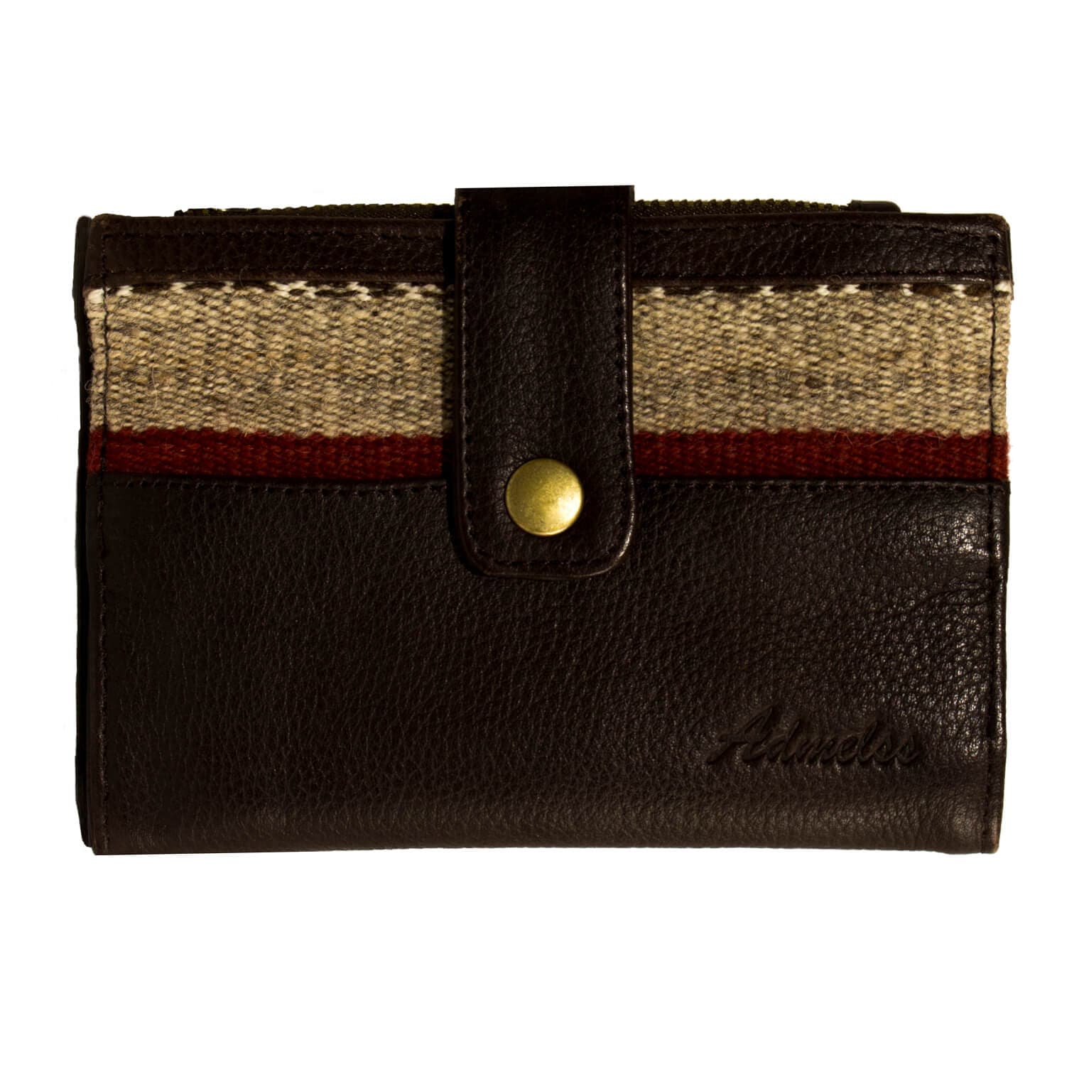 Crafted Leather Wallet Purse with Andean Boho Chic Detail
