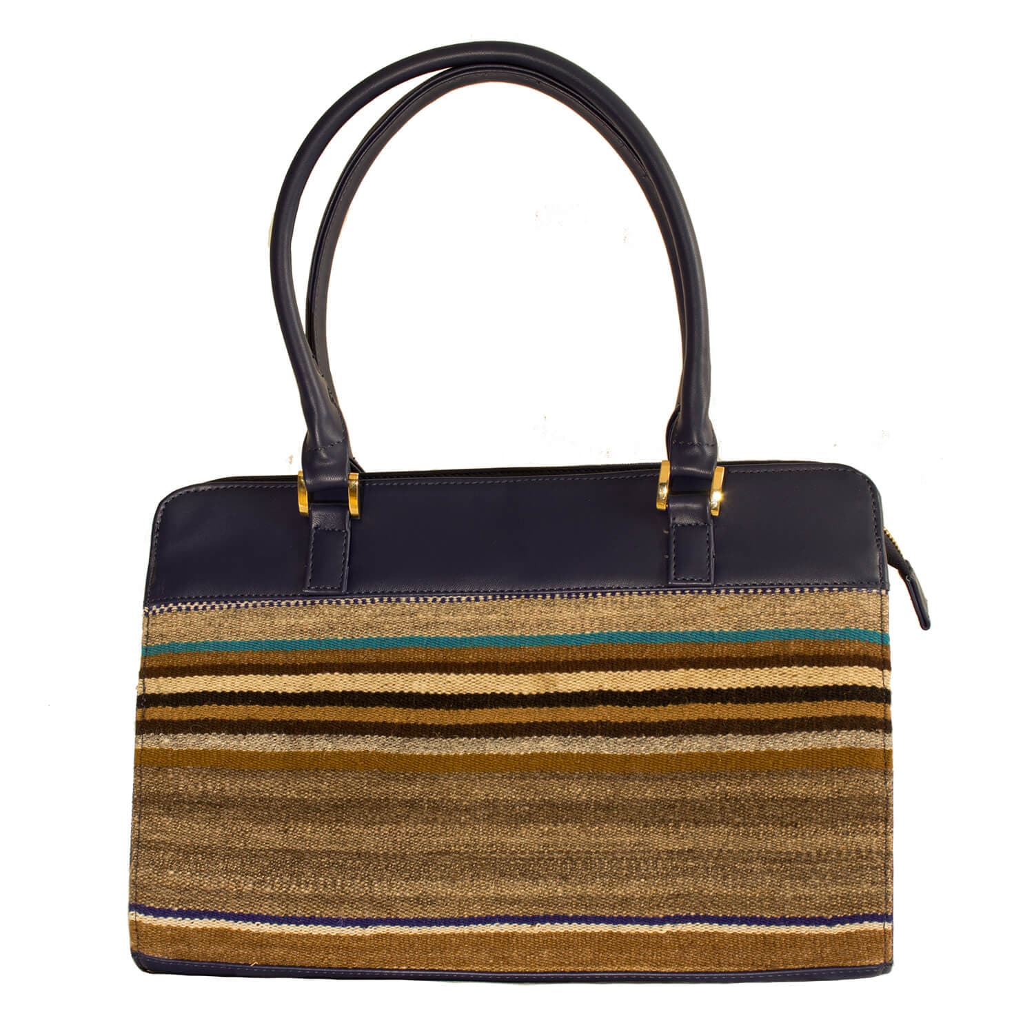 Denim and Faux Leather Handbag