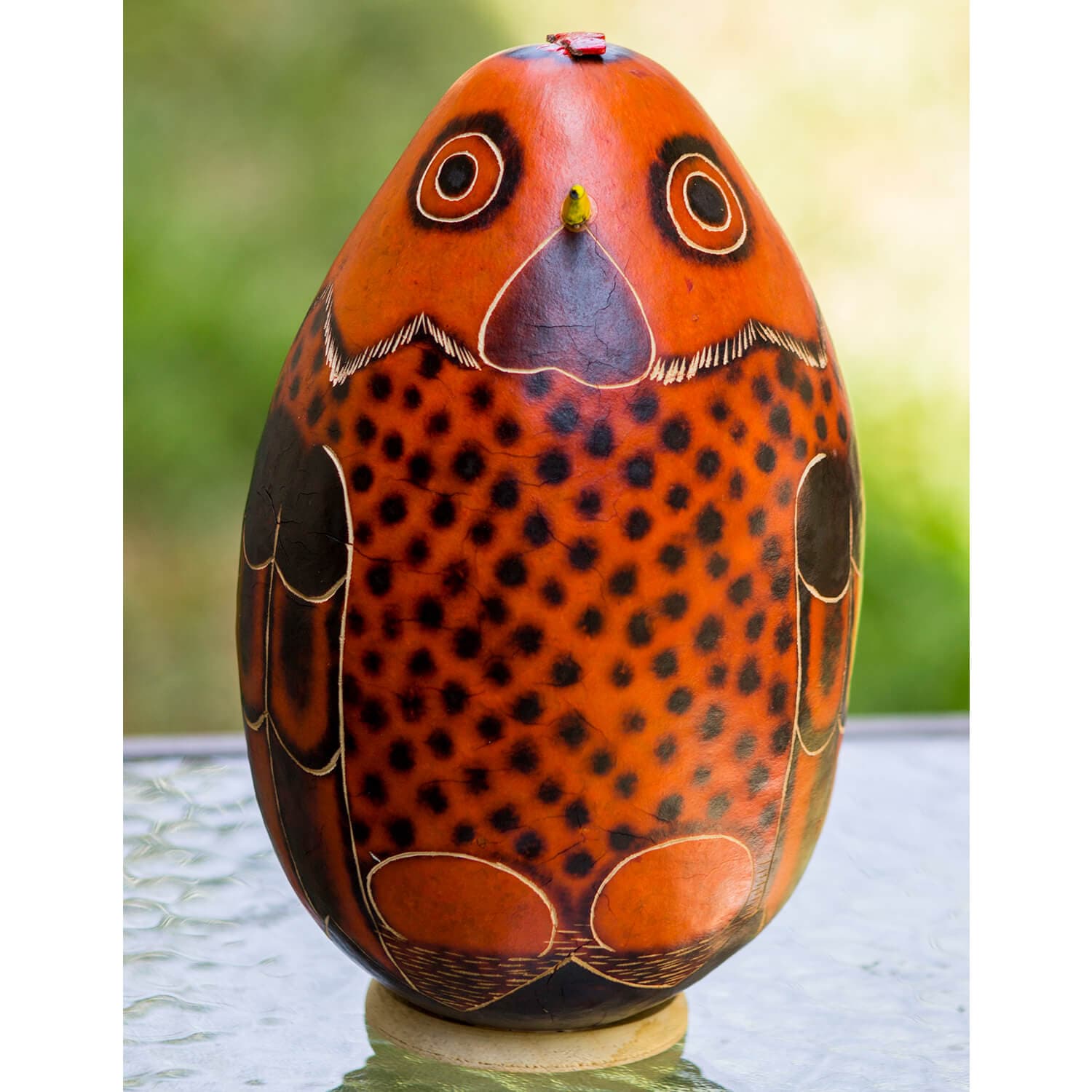 Peruvian Gourd Ornament with Owl Motif