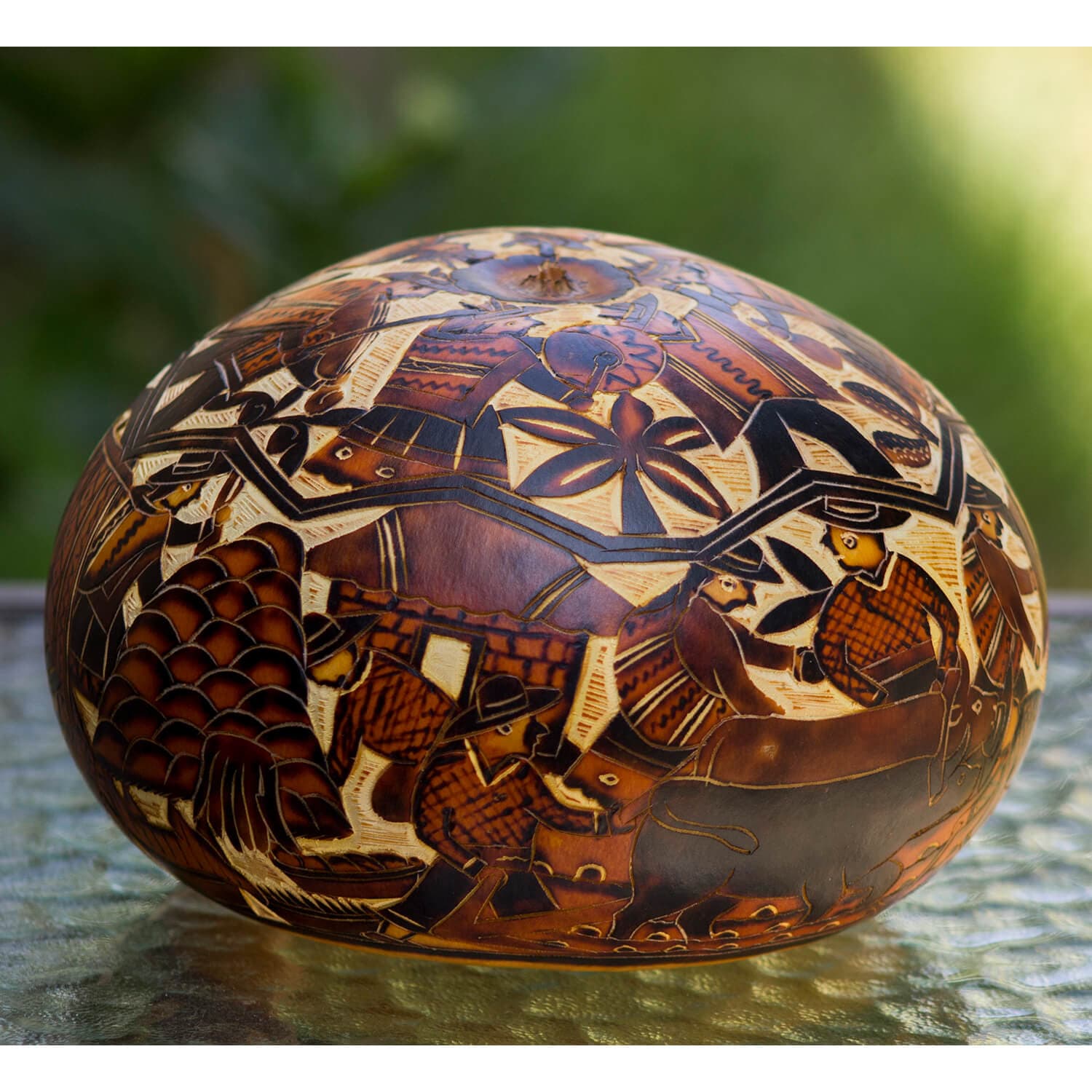 Hand-engraved Peruvian Gourd Ornament