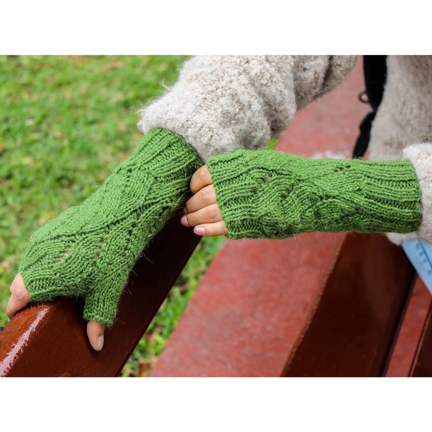 Handmade Twisted Alpaca Fingerless Gloves
