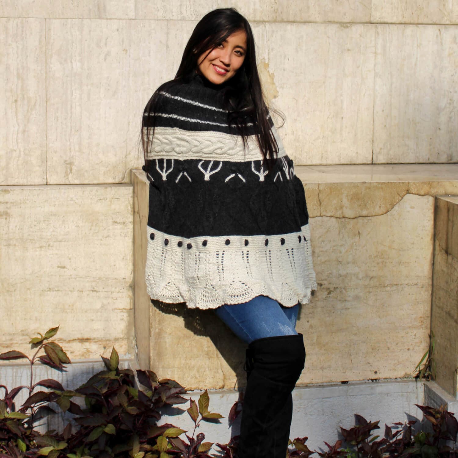 Peruvian Baby Alpaca Poncho for Women
