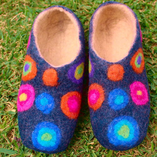 Hand-crafted alpaca slippers unisex to wear at home.
